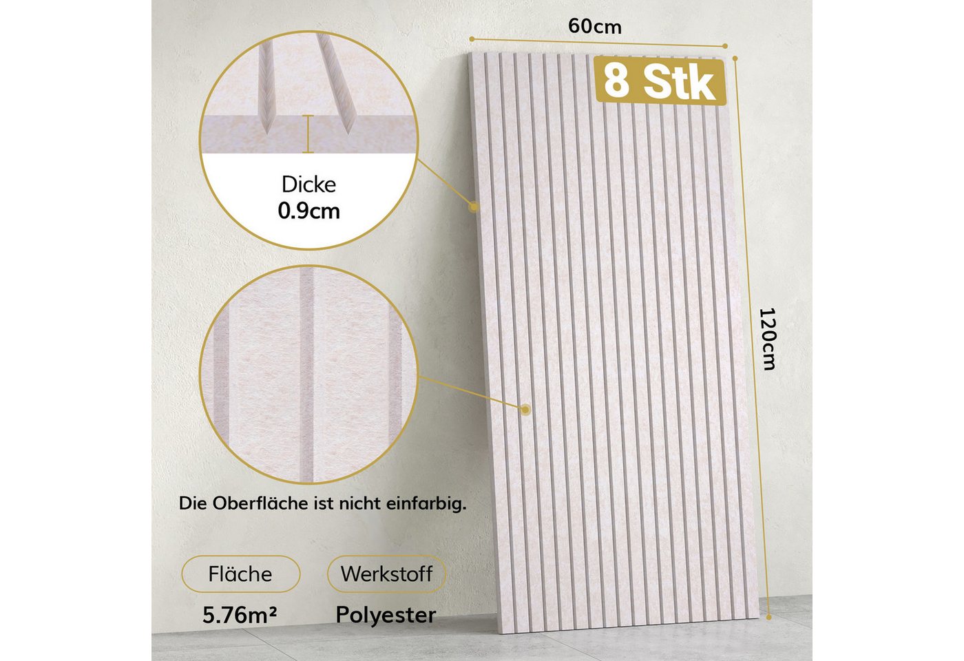 TONOR Schallschutzpaneel Akustikpaneele selbstklebend, 120x60x0.9 cm Schallschutz wand, (8-tlg) – Bild 2 von 5