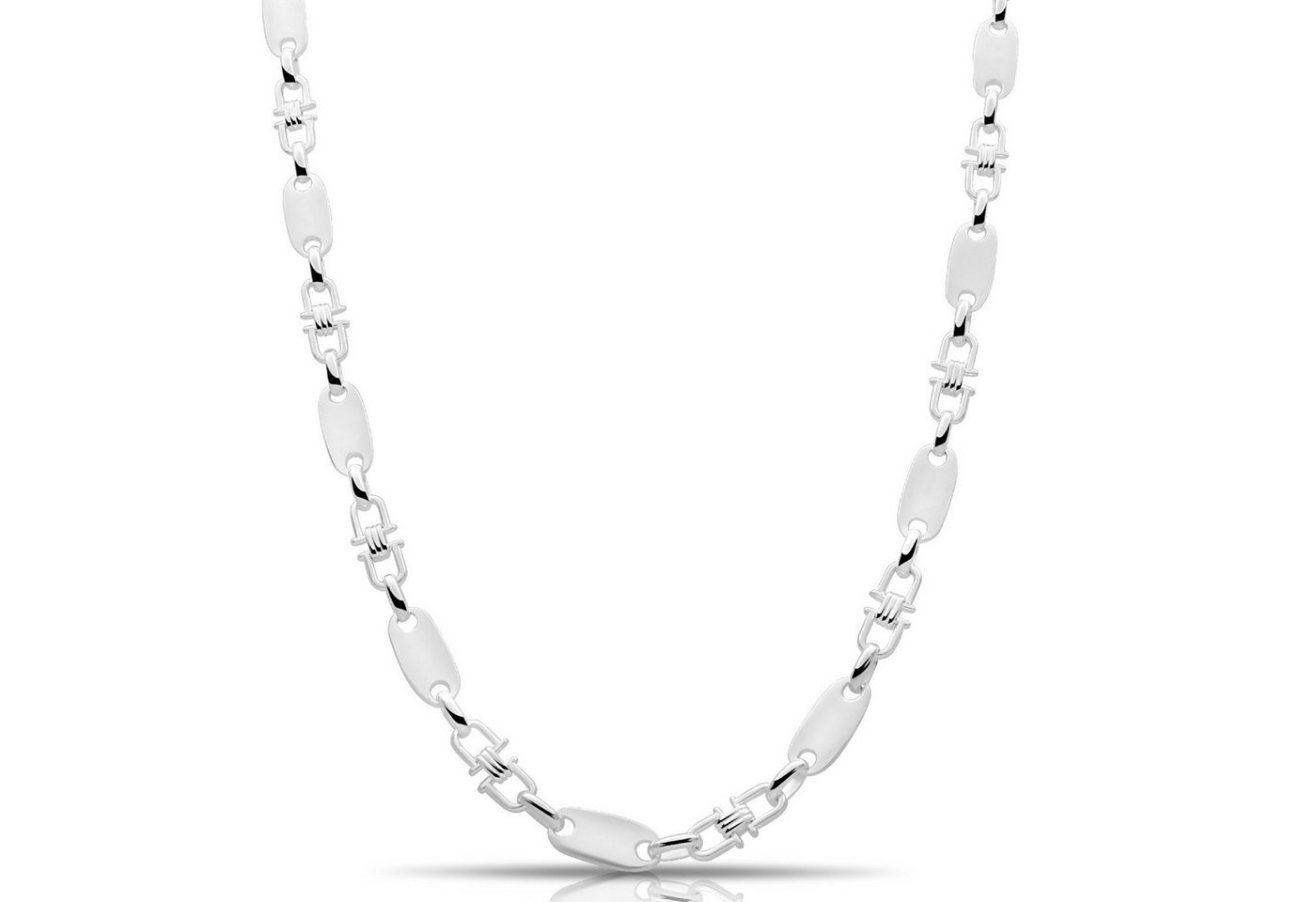 Tony Fein Silberkette Plattenkette 8 mm mit Element Silber 925, Made in Italy für Damen und Herren – Bild 2 von 5