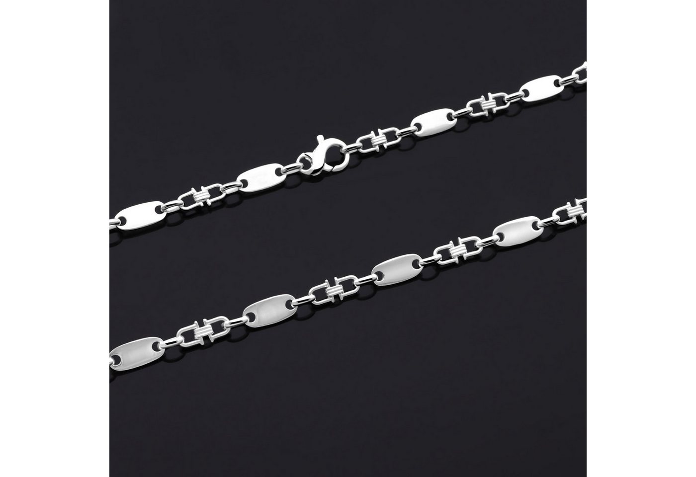 Tony Fein Silberkette Plattenkette 8 mm mit Element Silber 925, Made in Italy für Damen und Herren – Bild 3 von 5