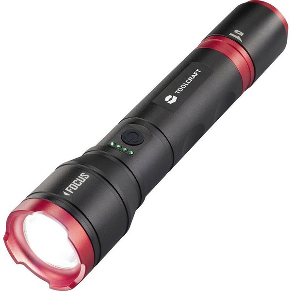 TOOLCRAFT Taschenlampe LED-Taschenlampe, zwei Energiequellen mit Akku, 1200 lm TO-9927678, verstellbar, Einstellbare Punktgröße, mit Stroboskopmodus, mit USB-Sc