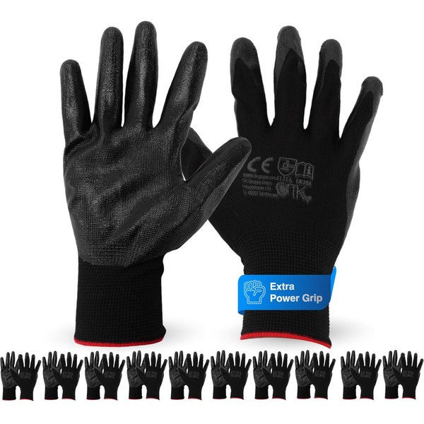 toolmate® Arbeitshandschuhe 10 Paar graue Arbeitshandschuhe, Größe 9, mit Latexbeschichtung (10 Paar, 10-St)