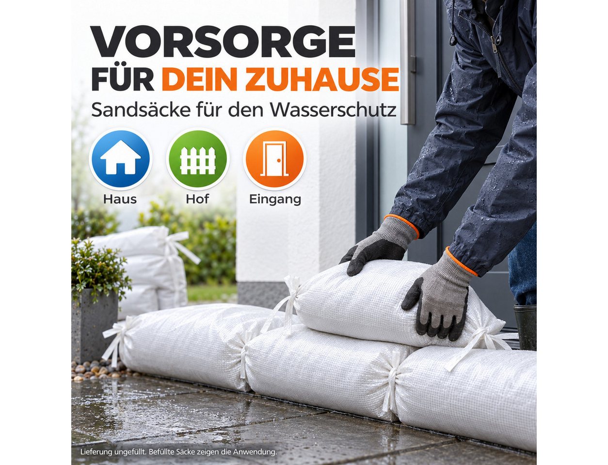 toolmate® Sandsack 10 ungefüllte Sandsäcke, je 40 x 60 cm, mit Schnürband – Bild 5 von 5