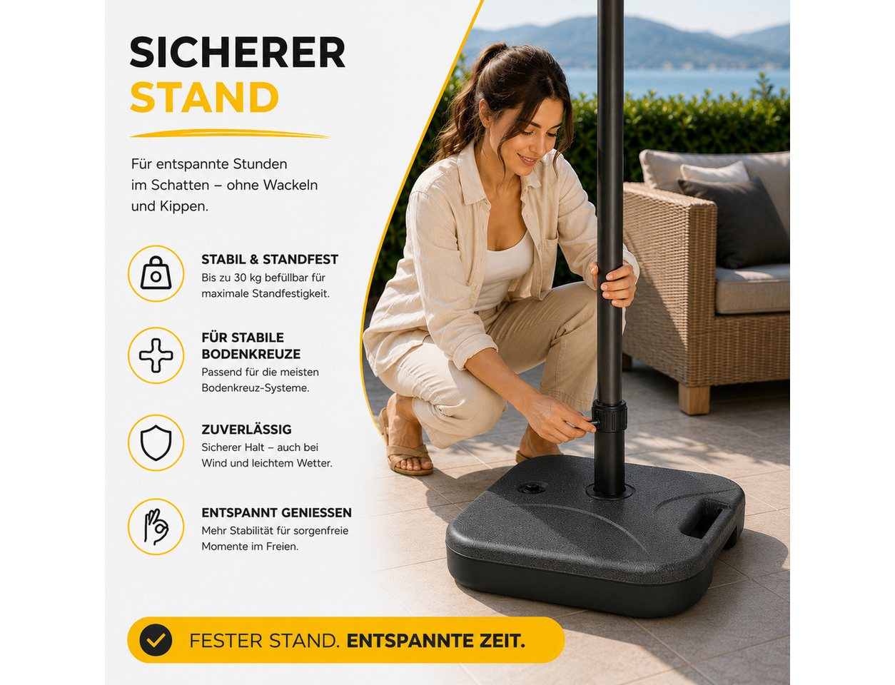 toolmate® Schirmständer Befüllbarer Sonnenschirmständer oder 4-teiliges Schirmgewicht-Set – Bild 5 von 5