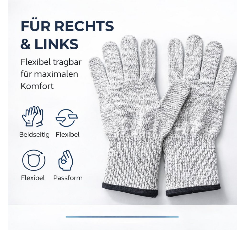 toolmate® Schnittschutzhandschuhe 1 Paar Schnittschutzhandschuhe, Größe 10, grau, mit flexiblem Bund (1-St., 1 Paar Schnittschutzhandschuhe) Lebensmitteltauglic – Bild 3 von 5