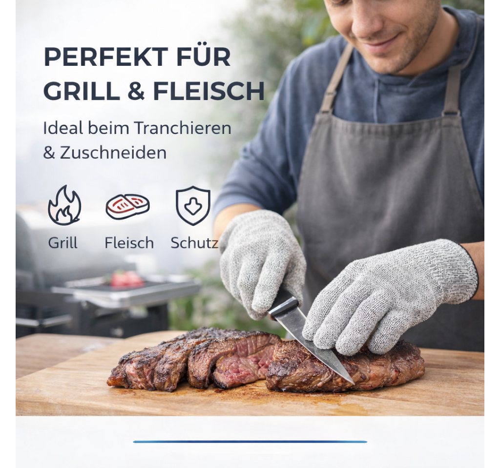 toolmate® Schnittschutzhandschuhe 1 Paar Schnittschutzhandschuhe, Größe 10, grau, mit flexiblem Bund (1-St., 1 Paar Schnittschutzhandschuhe) Lebensmitteltauglic – Bild 5 von 5