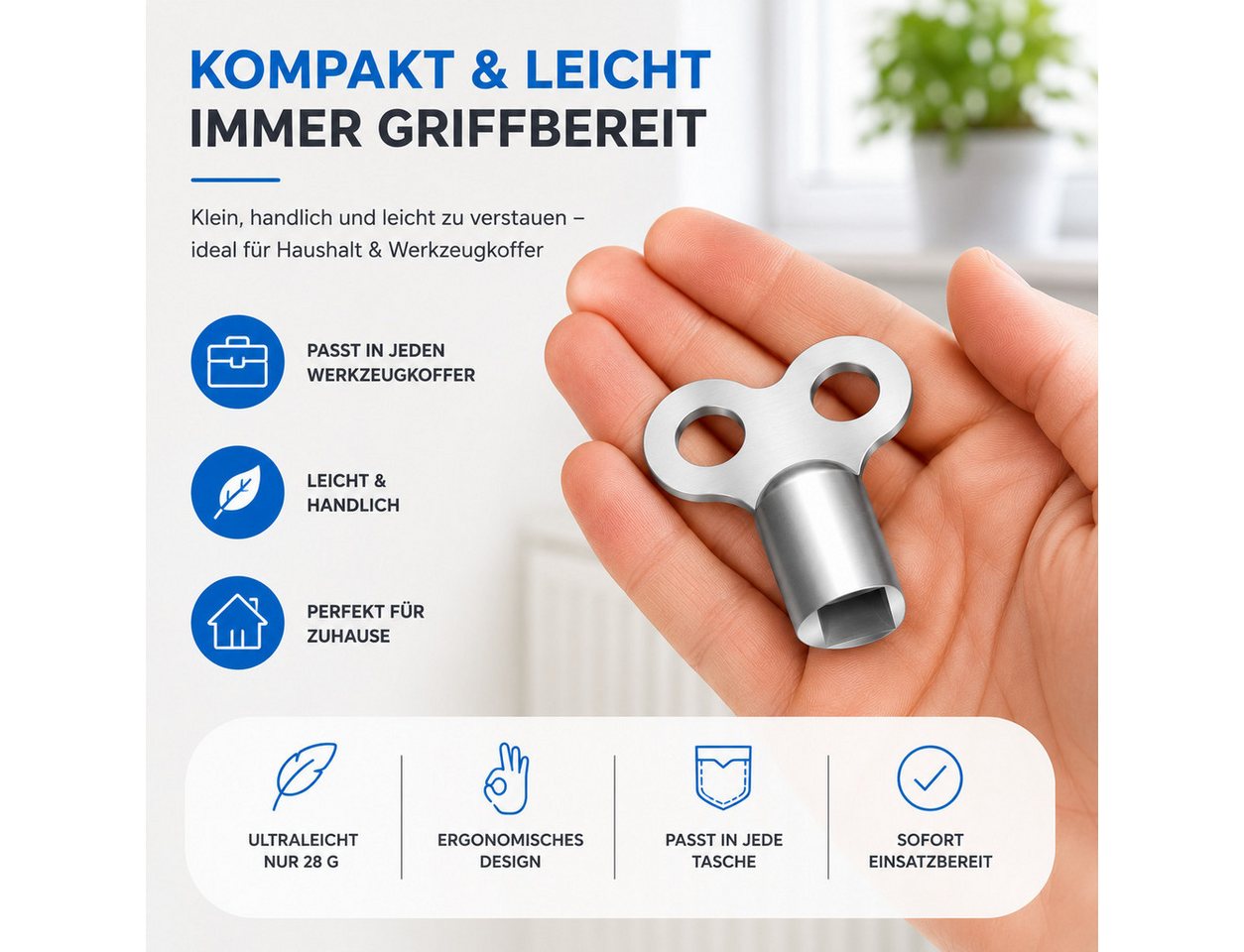 toolmate® Steckschlüssel 12 Heizkörper-Entlüftungsschlüssel aus Aluminium (12er Set, 12 St., 12x Entlüftungsschlüssel), universal passend – Bild 2 von 5