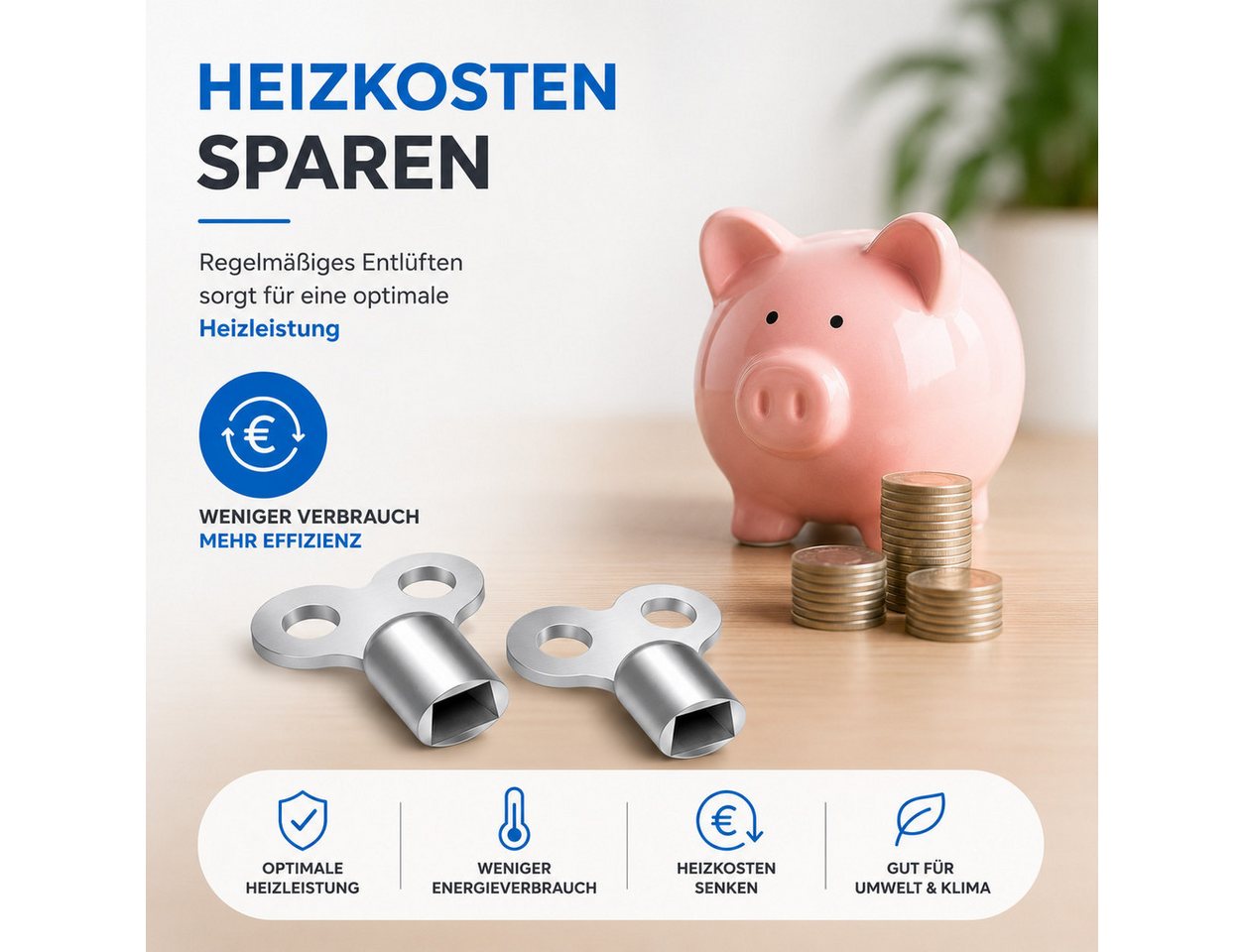 toolmate® Steckschlüssel 12 Heizkörper-Entlüftungsschlüssel aus Aluminium (12er Set, 12 St., 12x Entlüftungsschlüssel), universal passend – Bild 4 von 5