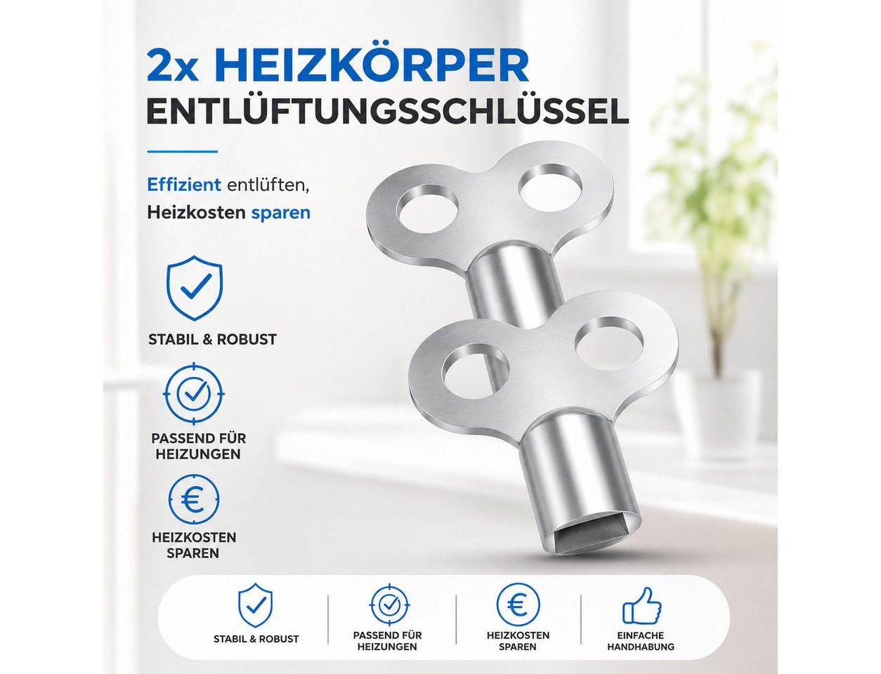 toolmate® Steckschlüssel 12 Heizkörper-Entlüftungsschlüssel aus Aluminium (12er Set, 12 St., 12x Entlüftungsschlüssel), universal passend – Bild 5 von 5