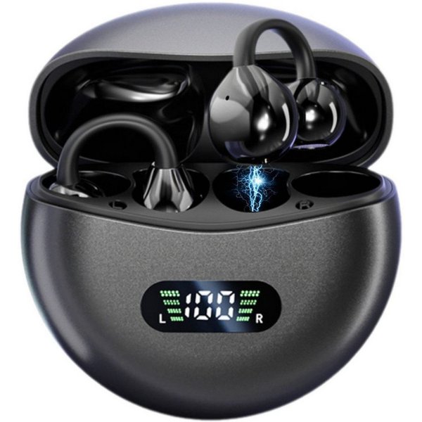 Toomoke Bluetooth Headset, Ohrclip für Sport und Alltag, Open-Ear-Kopfhörer (Kabellose Ohrhörer mit Mikrofon für Jogging, Büro und Reisen, Ohrclip-Design, 4 Mik