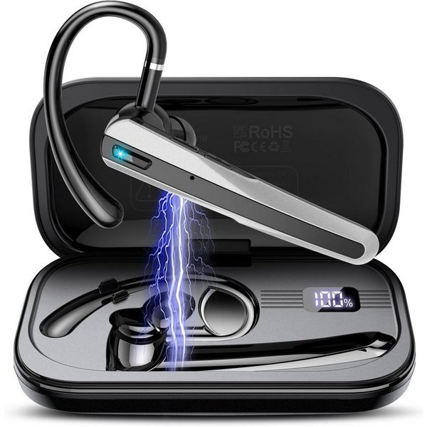 Toomoke Bluetooth Headset mit Mikrofon Ear Freisprecheinrichtung wireless In-Ear-Kopfhörer (für iPhone/Android/Laptop, Mono Ohrhörer,430mAh,IPX5 Wasserdicht,für