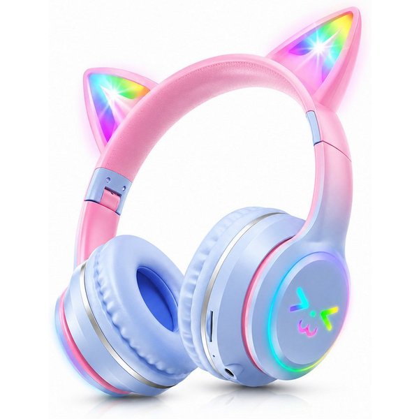 Toomoke Bluetooth Kopfhörer Kinder, RGB LED Headset Over Ear, Bluetooth 5.3 Kinder-Kopfhörer (10 Stunden Spielzeit, Stereo-Sound, 60 dB Lautstärkebegrenzung, HD