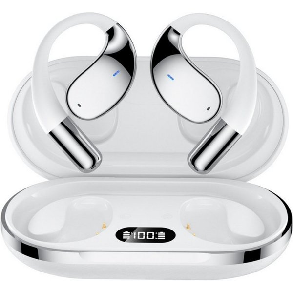 Toomoke Bluetooth-Kopfhörer mit KI-Übersetzer, ENC Mikrofon Open-Ear-Kopfhörer (Sportkopfhörer mit Ohrbügel, Ladeetui, 60 Std. Laufzeit, USB-C, IPX5)