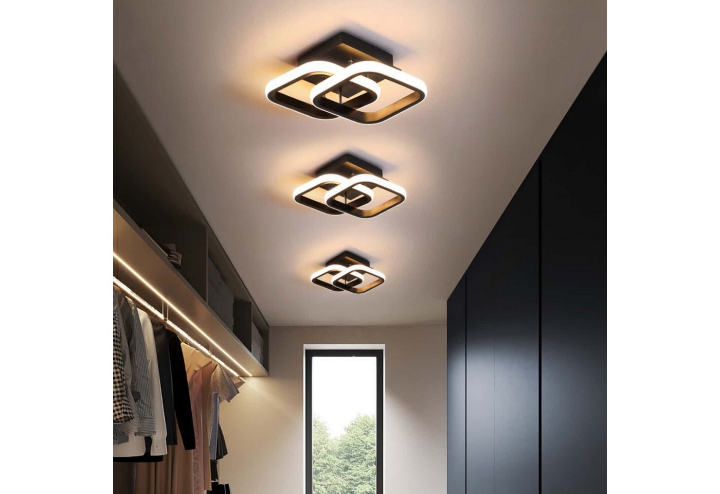 Toomoke Deckenleuchten LED Dimmbar Deckenleuchte 3-Farbige Decken-Lampe, LED fest integriert, Warmweiß, Neutralweiß, Kaltweiß, Wohnzimmer Flur Eingang – Bild 2 von 5