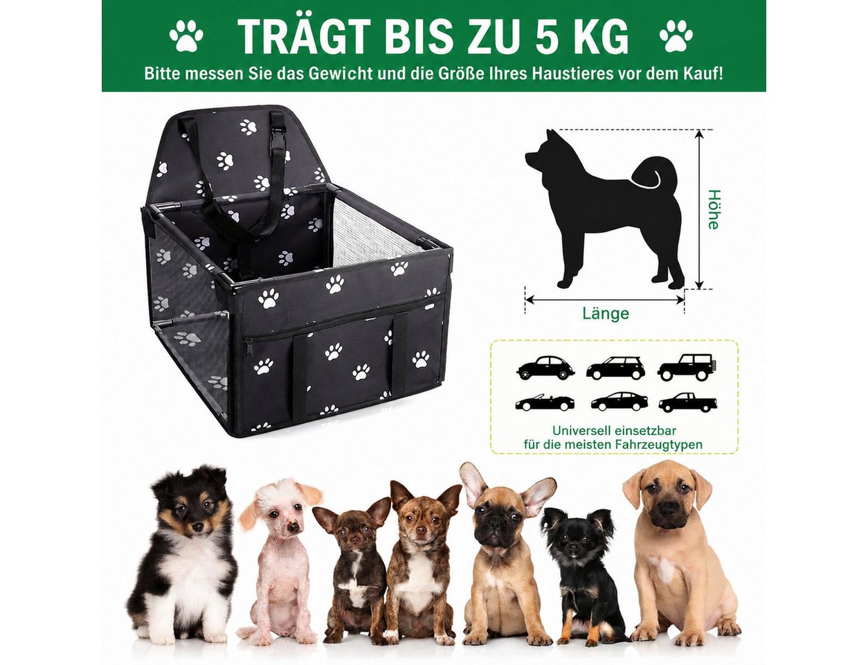 Toomoke Hunde-Autositz Hundesitz Auto, Autositzbox für kleine Hunde, mit Sicherheitsgurt, Haustiersitz für Katzen, faltbarer Autositz mit Sicherheitsgurt – Bild 4 von 5