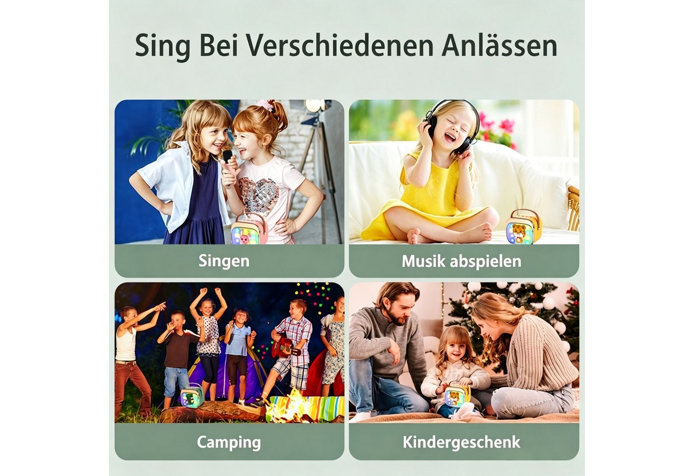 Toomoke Karaokemaschine, Kinder-Lautsprecher, Musikbox für Kinder Lautsprecher Gesangsspielzeug, Partybox für Geburtstag, Familie und Freizeit (5 W, BT 5.1, 15  – Bild 4 von 5