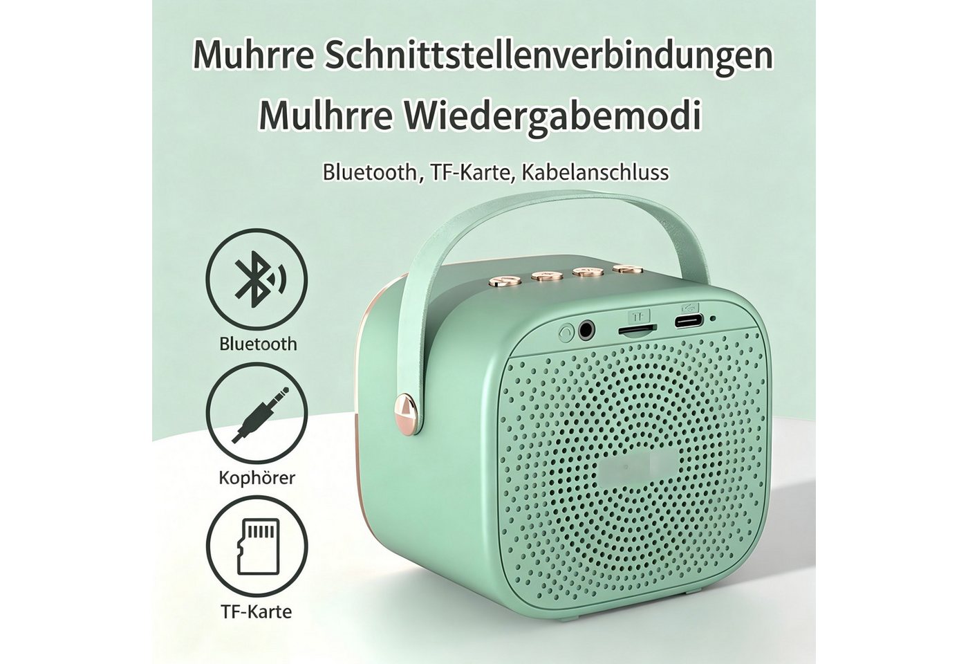 Toomoke Karaokemaschine, Kinder-Lautsprecher, Musikbox für Kinder Lautsprecher Gesangsspielzeug, Partybox für Geburtstag, Familie und Freizeit (5 W, BT 5.1, 15  – Bild 5 von 5