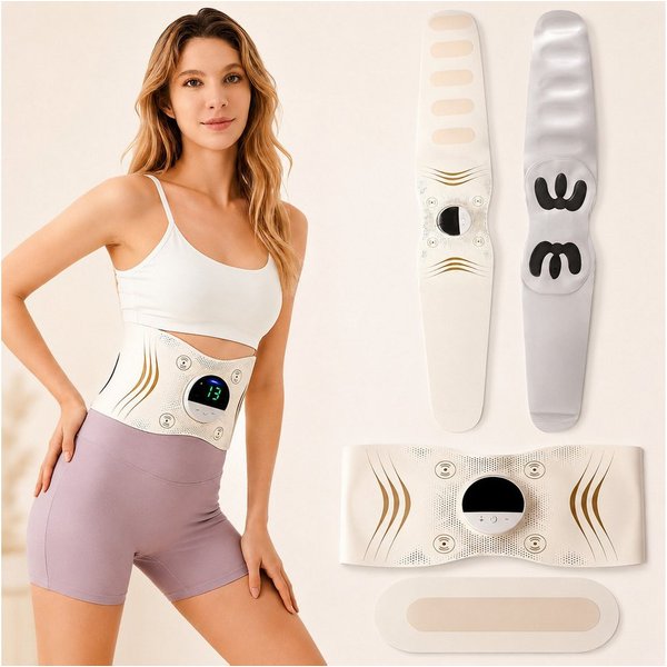 Toomoke Massagegerät EMS Bauchtrainer, Bauchmuskeltrainer, Muskelstimulator, Fitnessgürtel, Reizstromgerät, Bauchstimulator für Bauch, Rücken, Arme und Beine, 7