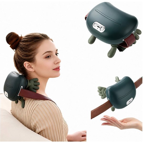 Toomoke Massagegerät Nackenmassagegerät mit Wärmefunktion,kabelloser Schultermassagegerät, 2 Wärmestufen,für Nacken, Schultern & Rücken, mit 10-Finger-Knetmassa