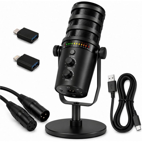 Toomoke Mikrofon für Streaming, Podcast, Gaming und Studio (Dynamisches USB/XLR Aufnahmeset für PC und Audiointerface, 5-tlg), 50 Hz–16 kHz, -50 dB±3 dB, 85 dB 