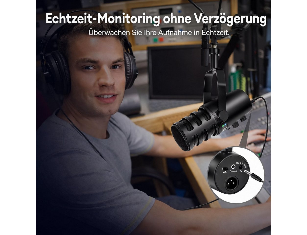 Toomoke Mikrofon für Streaming, Podcast, Gaming und Studio (Dynamisches USB/XLR Aufnahmeset für PC und Audiointerface, 5-tlg), 50 Hz–16 kHz, -50 dB±3 dB, 85 dB  – Bild 4 von 5