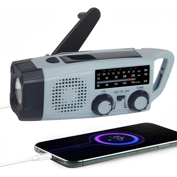 Toomoke Notfall Radio mit 2000mAh Akku & Kurbel – Solar Ladegerät integriert Radio (Campingradio, Kurbelradio, Solarradio, tragbares Notfallradio, AM/FM/SW-Radi