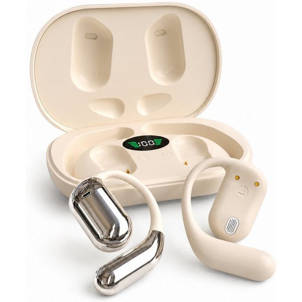Toomoke Open-Ear-Kopfhörer Bluetooth 6.0, Bluetooth Kopfhörer kabellos, Open-Ear-Kopfhörer (Sportkopfhörer mit Ohrbügel, ANC, 4-Mikrofon-ENC, HiFi Stereo, 60 St