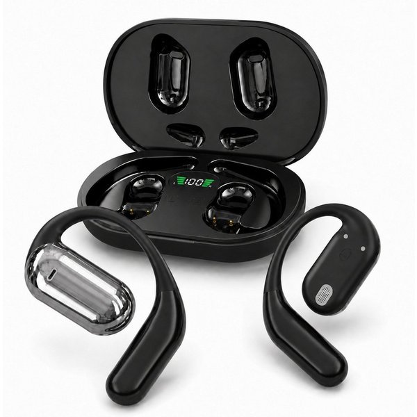 Toomoke Open-Ear-Kopfhörer Bluetooth 6.0, Bluetooth Kopfhörer kabellos, Open-Ear-Kopfhörer (Sportkopfhörer mit Ohrbügel, ANC, 4-Mikrofon-ENC, HiFi Stereo, 60 St