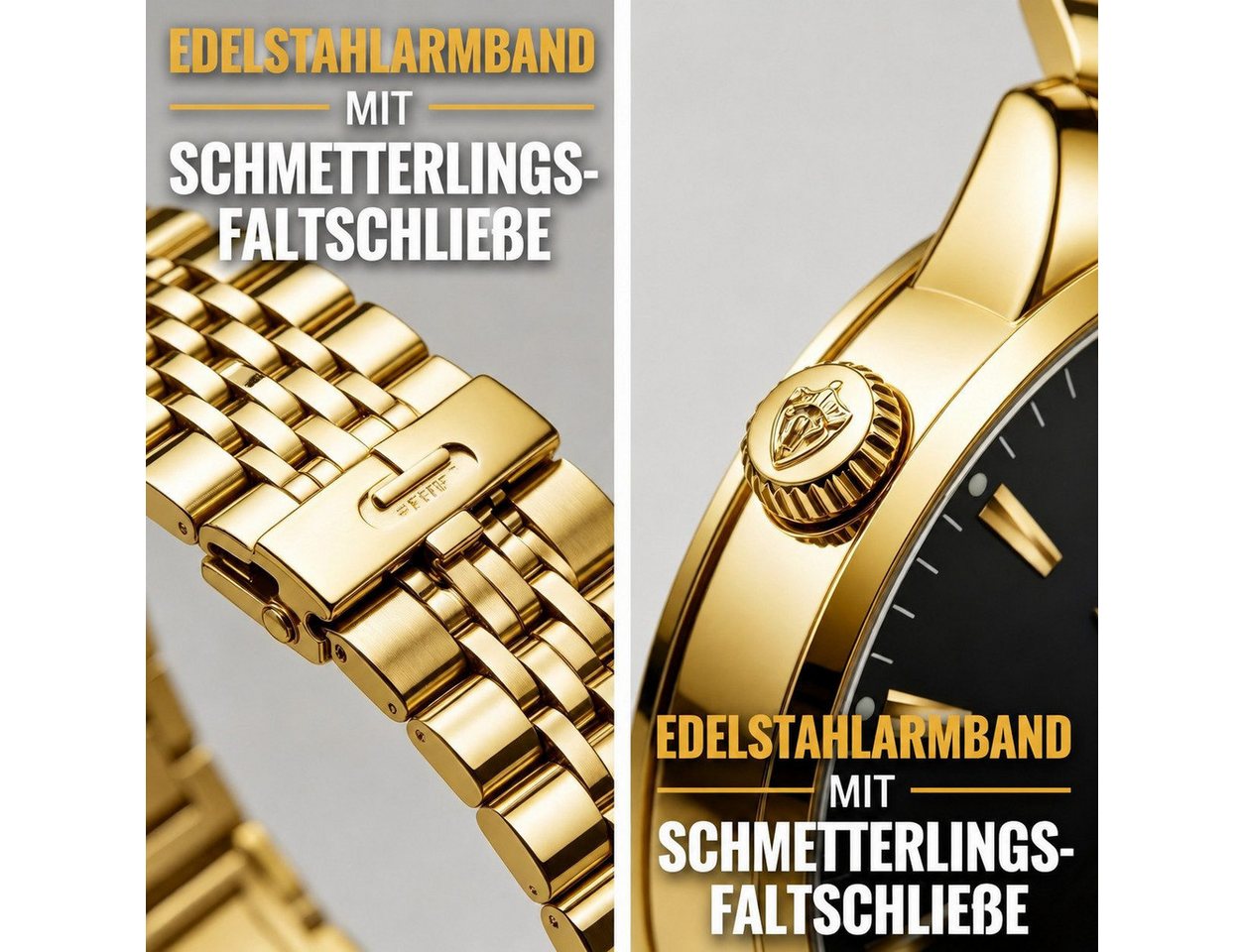 Toomoke Quarzuhr Herren, Herrenuhr, Businessuhr mit Edelstahlarmband, (Armbanduhr, Analoguhr, Edelstahluhr für Büro, Alltag und Anlass), 42 mm, Datum, Mineralgl – Bild 5 von 5