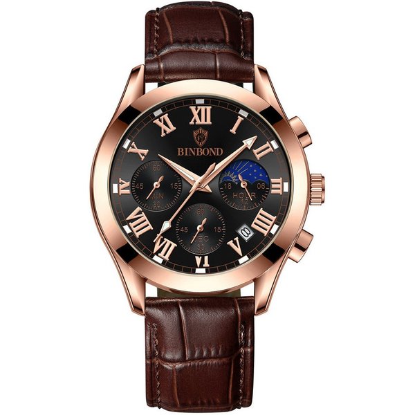 Toomoke Quarzuhr Herren, Herrenuhr, Armbanduhr mit Lederarmband, (Businessuhr, Analoguhr für Büro, Freizeit und Alltag), 43 mm, 3 ATM, PE90 Quarzwerk, Leuchtzei