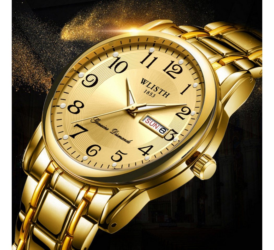 Toomoke Quarzuhr Herrenuhr, Analoguhr Herren, Multifunktionsuhr, Edelstahl Armbanduhr, (Herren Armbanduhr, Business Uhr, Edelstahl Uhr mit Kalenderanzeige, Inkl – Bild 2 von 5