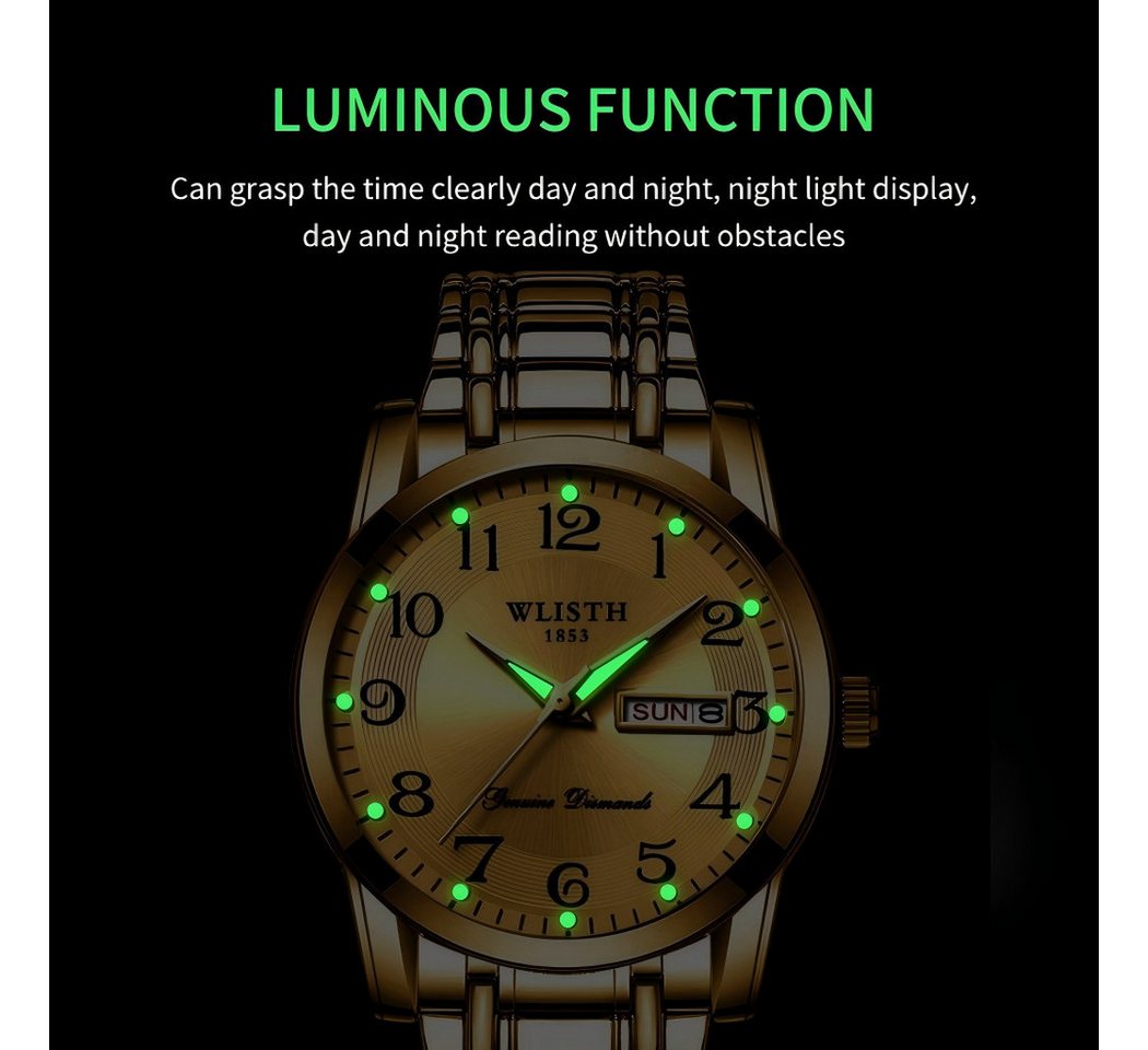 Toomoke Quarzuhr Herrenuhr, Analoguhr Herren, Multifunktionsuhr, Edelstahl Armbanduhr, (Herren Armbanduhr, Business Uhr, Edelstahl Uhr mit Kalenderanzeige, Inkl – Bild 5 von 5