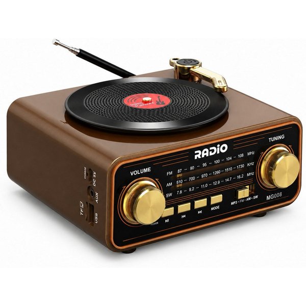 Toomoke Radio, Kurzwellenempfänger, Musikplayer in Holzoptik mit Bluetooth Radio (AM/FM-Empfänger für Küche, Wohnzimmer, Schlafzimmer und Büro, 2000 mAh, Blueto