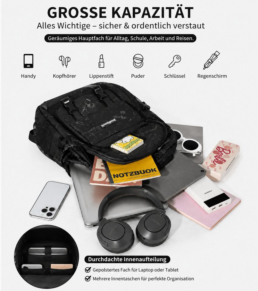 Toomoke Schulrucksack Rucksack-Set, Schultasche für Schule und Freizeit (Freizeitrucksack, Tagesrucksack für Arbeit, Alltag und unterwegs), 3-tlg., Umhängetasch – Bild 3 von 5