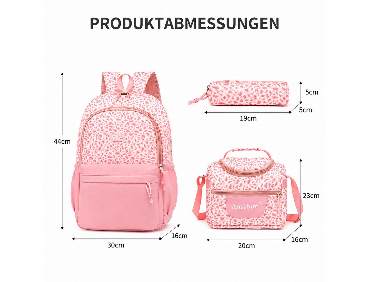 Toomoke Schulrucksack Schultasche, Schulranzen-Set für Jugendliche (Rucksack-Set, Daypack für Schule, Arbeit, Freizeit und Reisen), 44 × 16 cm innen, 600 g, iso – Bild 4 von 5