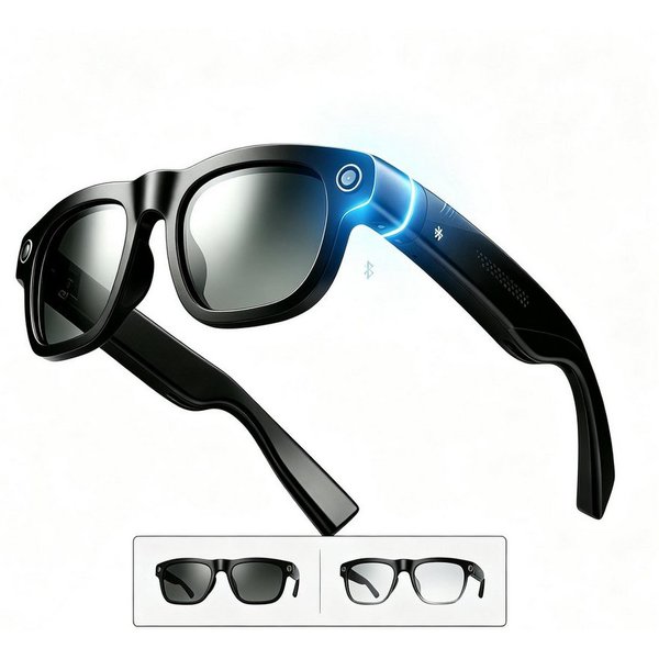 Toomoke Smart Glasses, AI-Smart-Brille mit 8MP-Kamera Bluetooth-Soundbrille (Intelligente Bluetooth Brille mit KI Sprachassistent)
