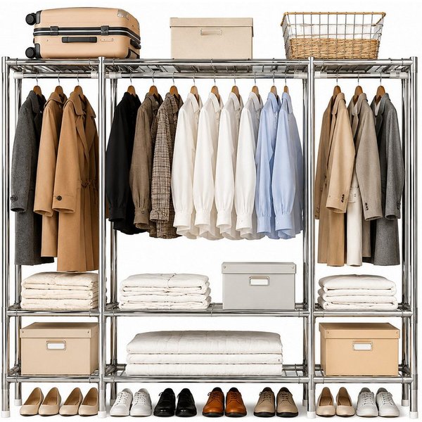 Toomoke Stoffschrank mit Kleiderstange, Faltschrank für Schlafzimmer (Kleiderschrank aus Stahlrohren mit Reißverschluss und Staubschutz) Abnehmbarer Bezug, 165 