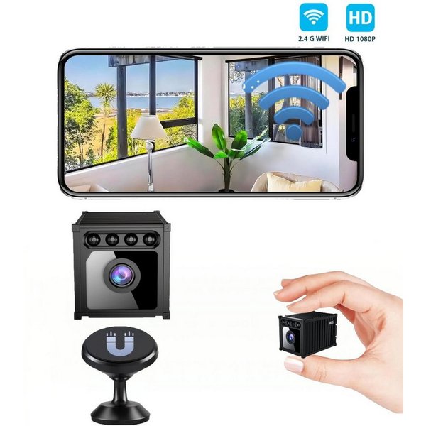 Toomoke Überwachungskamera Mini WLAN Kamera, Innenkamera, Sicherheitskamera, App Kamera (mit Nachtsicht, Bewegungserkennung für Zuhause, Wohnung und Büro, 130° 