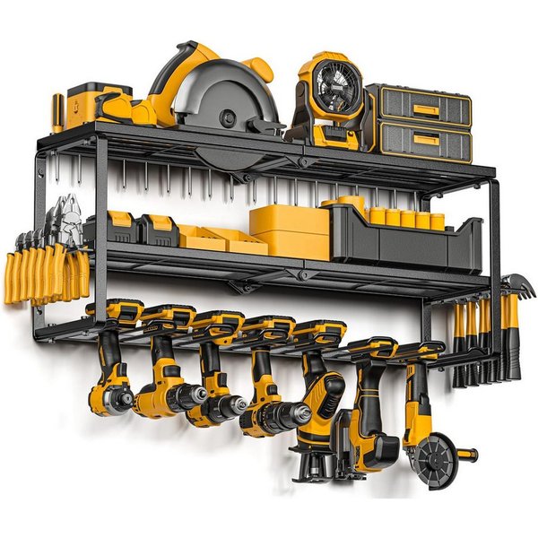 Toomoke Wandhalterung Wand, Werkzeugregal, Gerätehalter für Elektrowerkzeuge, (Bohrmaschinenhalter, Werkzeug-Organizer für Garage und Werkstatt, 7 Geräteplätze,