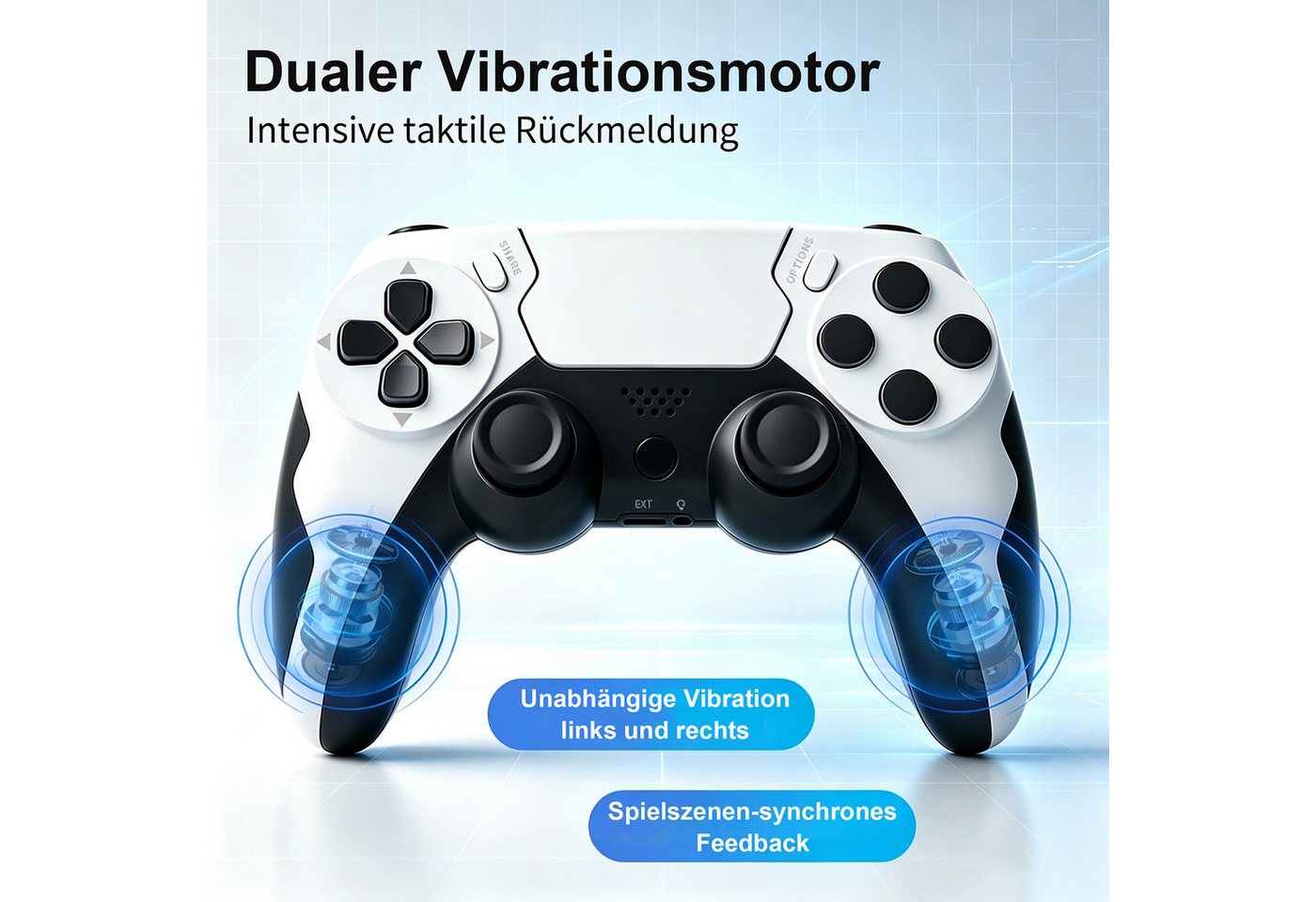 Toomoke Wireless Controller Kompatibel für PS4/PC, Dual Vibration, Touchpad Controller (600-mAh-Akku, Bequeme Tasten, Präzises D-Pad, Kopfhörerbuchse, inkl. Lad – Bild 2 von 5