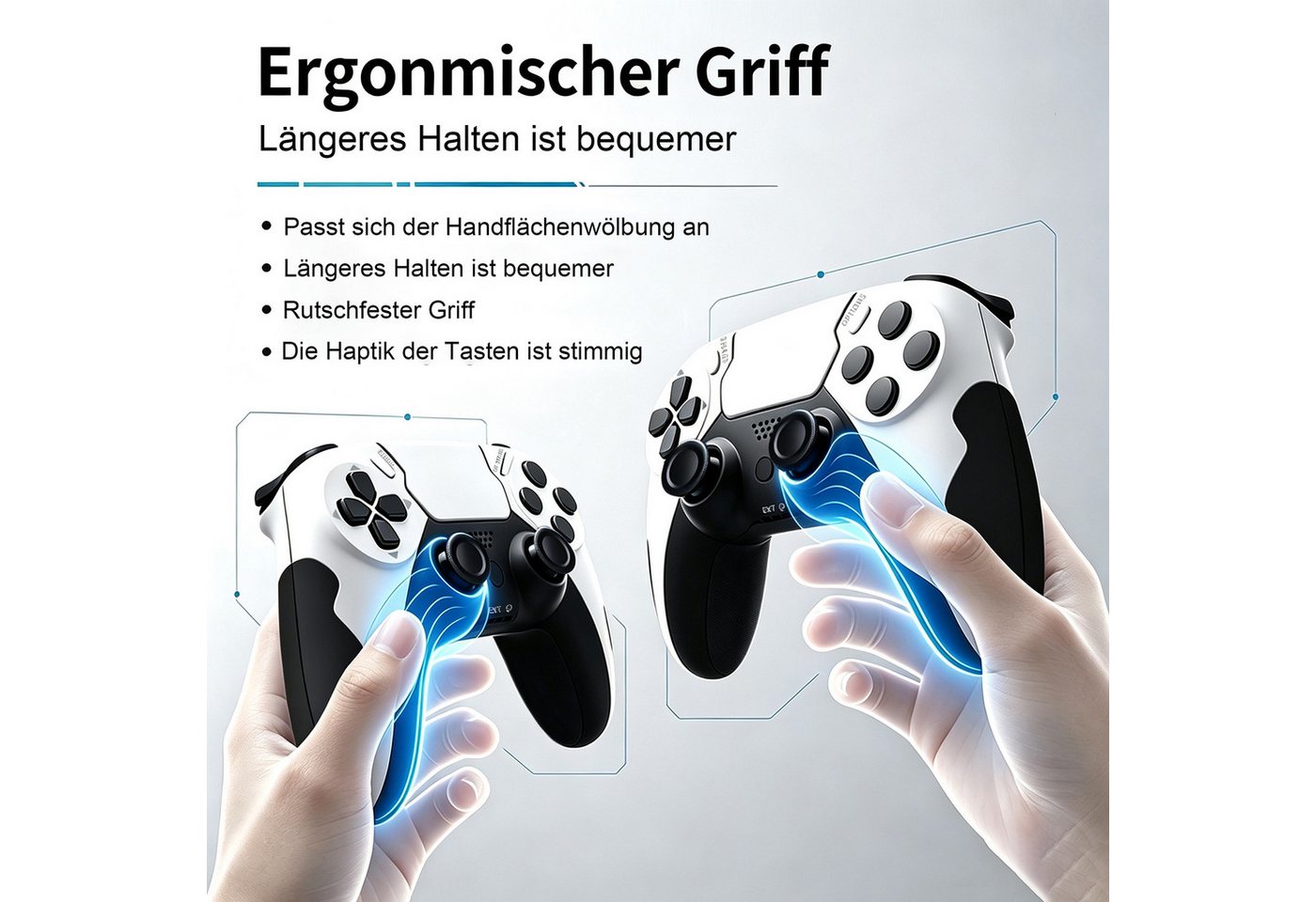 Toomoke Wireless Controller Kompatibel für PS4/PC, Dual Vibration, Touchpad Controller (600-mAh-Akku, Bequeme Tasten, Präzises D-Pad, Kopfhörerbuchse, inkl. Lad – Bild 4 von 5