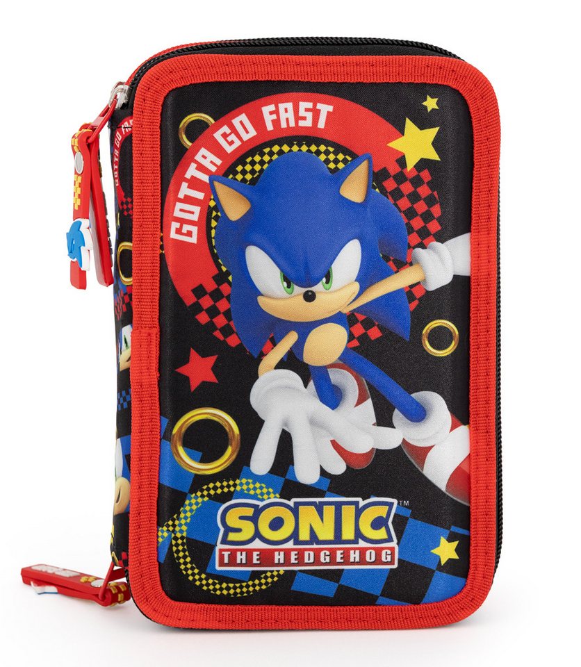 TOP! Federmäppchen Sonic the Hedgehog - Mäppchen Federmappe, 42 Teile, 3-fach gefüllt, (42-tlg., Jungen), Reißverschluss – Bild 2 von 5