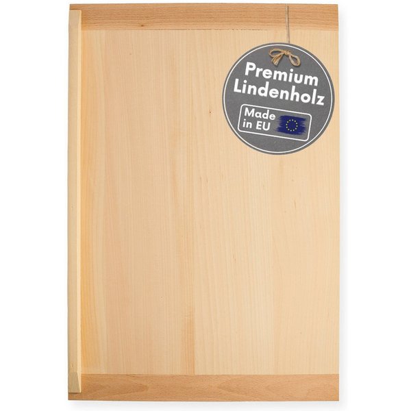 Topanbieter999 Backbrett Lindenholz 60x40 cm, 2 Anschlagleisten, Sicherer Halt beim Kneten & Ausrollen