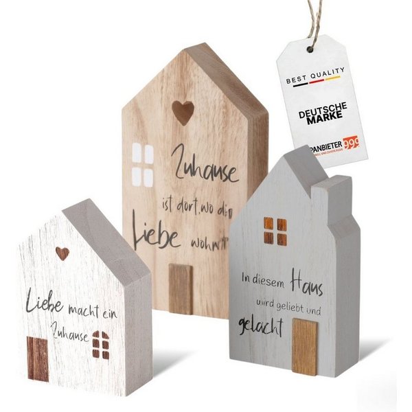 Topanbieter999 Dekoobjekt Holz Deko Häuser mit Sprüchen Set (3 St., 3er Set)