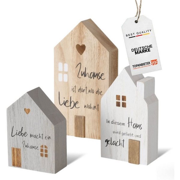 Topanbieter999 Dekoobjekt Holz Deko Häuser mit Sprüchen Set (3 St., 3er Set)