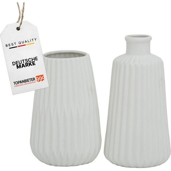 Topanbieter999 Dekovase (2 St., 2er Set), weiss, Porzellan, kleine Blumenvase für Schnitt- und Trockenblumen