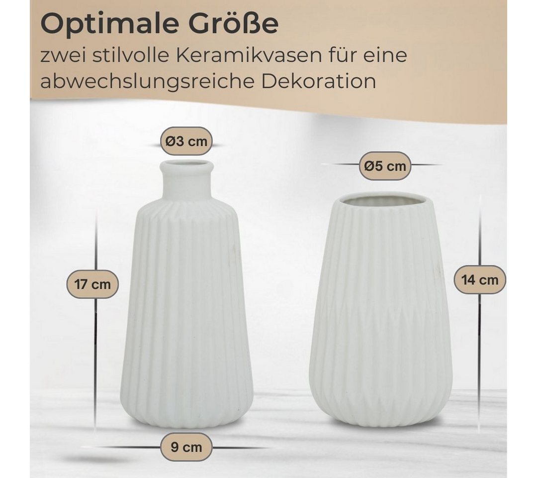Topanbieter999 Dekovase (2 St., 2er Set), weiss, Porzellan, kleine Blumenvase für Schnitt- und Trockenblumen – Bild 2 von 5
