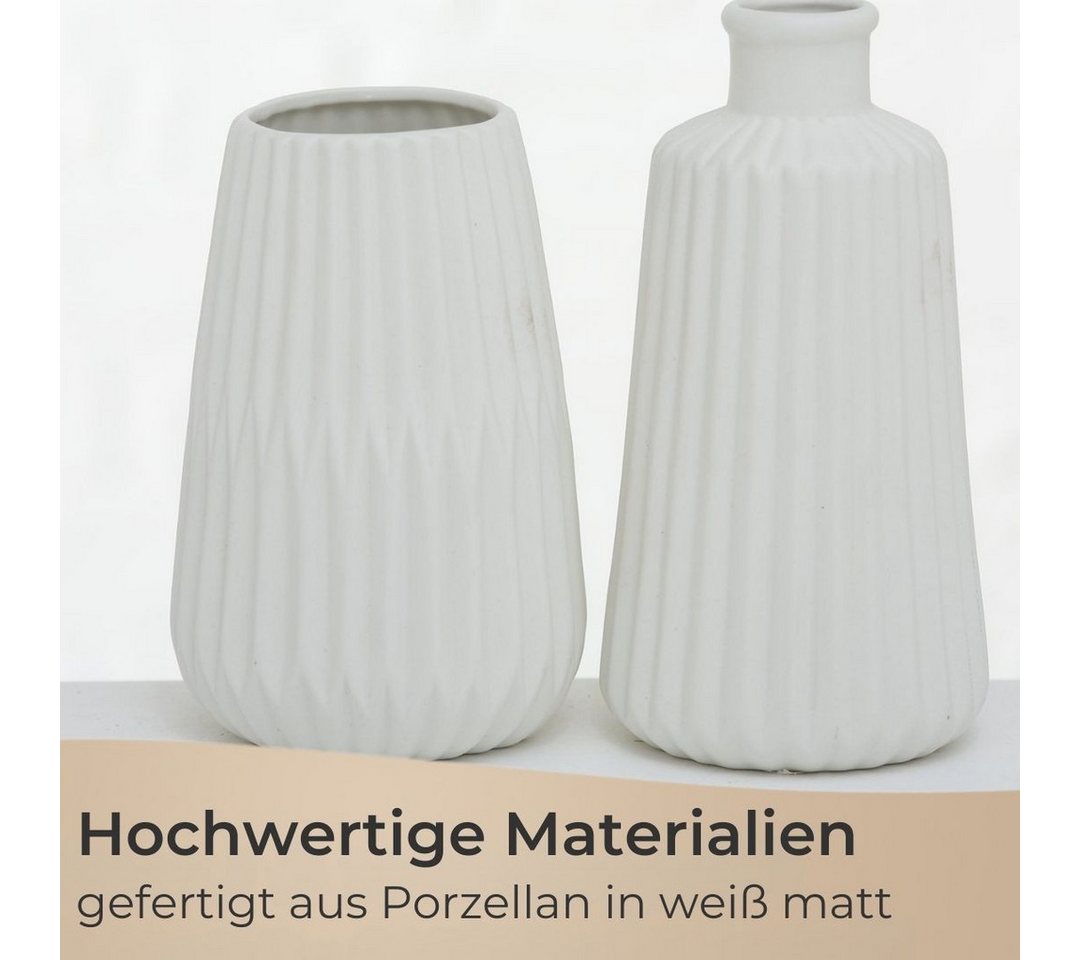 Topanbieter999 Dekovase (2 St., 2er Set), weiss, Porzellan, kleine Blumenvase für Schnitt- und Trockenblumen – Bild 3 von 5