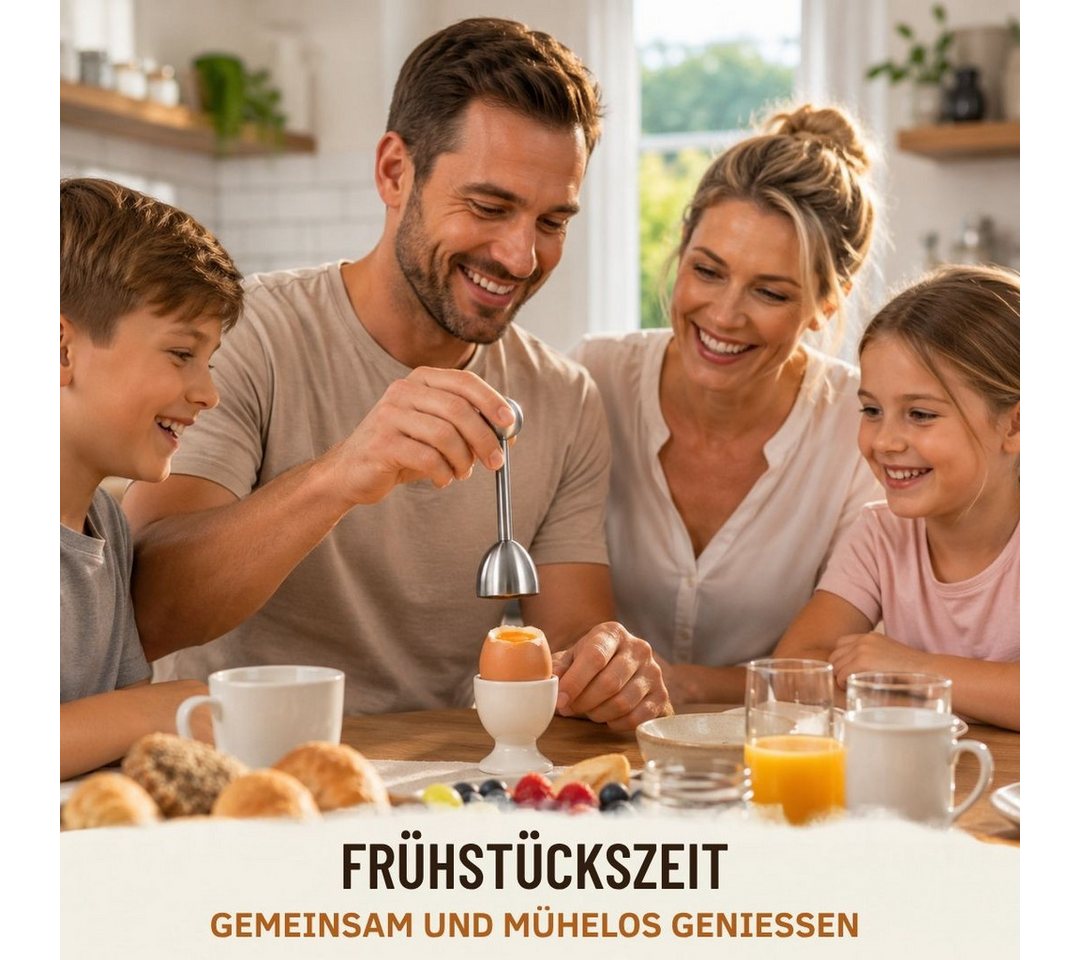 Topanbieter999 Eierköpfer rostfreier Edelstahl, sauberer Schalenschnitt, Federmechanismus, (1 Stück Eierköpfer), Spülmaschinengeeignet, Langlebig, für Haushalt  – Bild 2 von 5