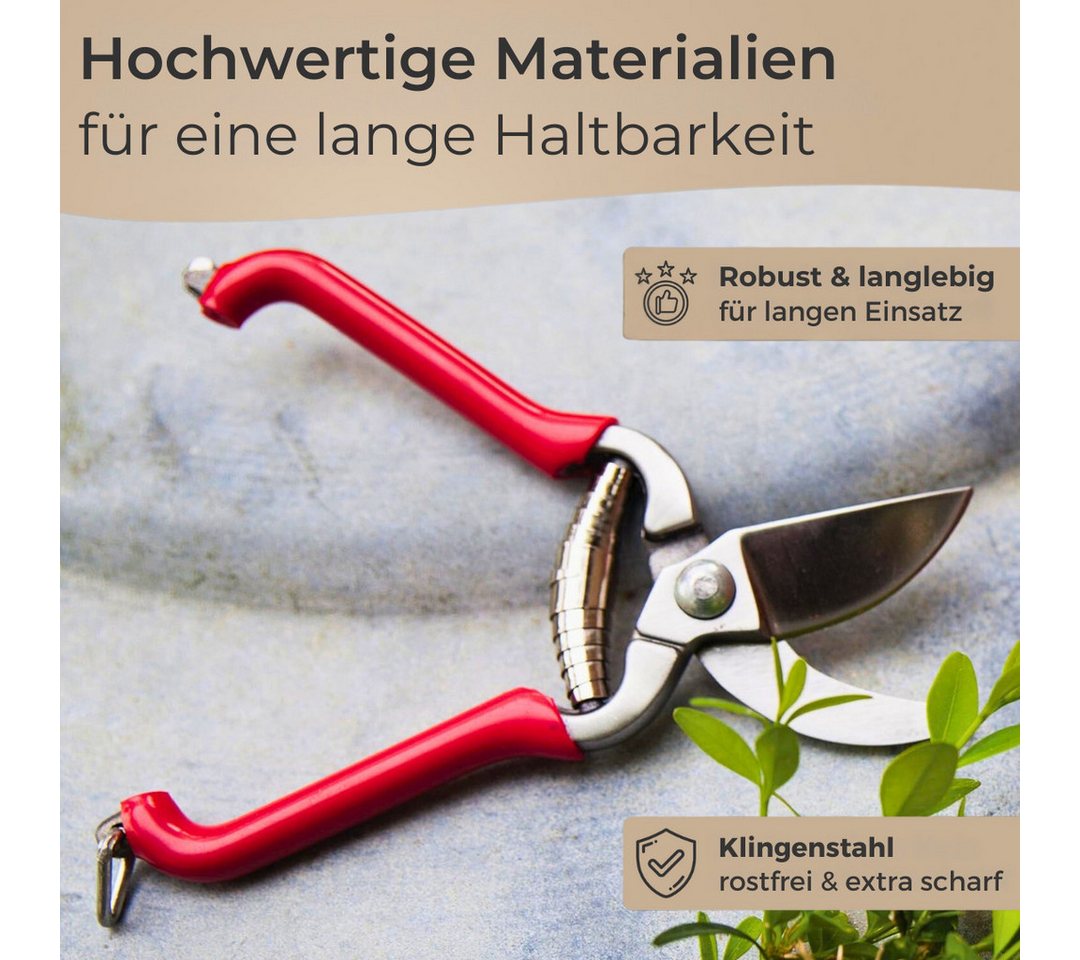 Topanbieter999 Gartenschere mit Bypass-System, ergonomischer Griff, Verschluss hinten, ideal für kleine Hände – Bild 4 von 5