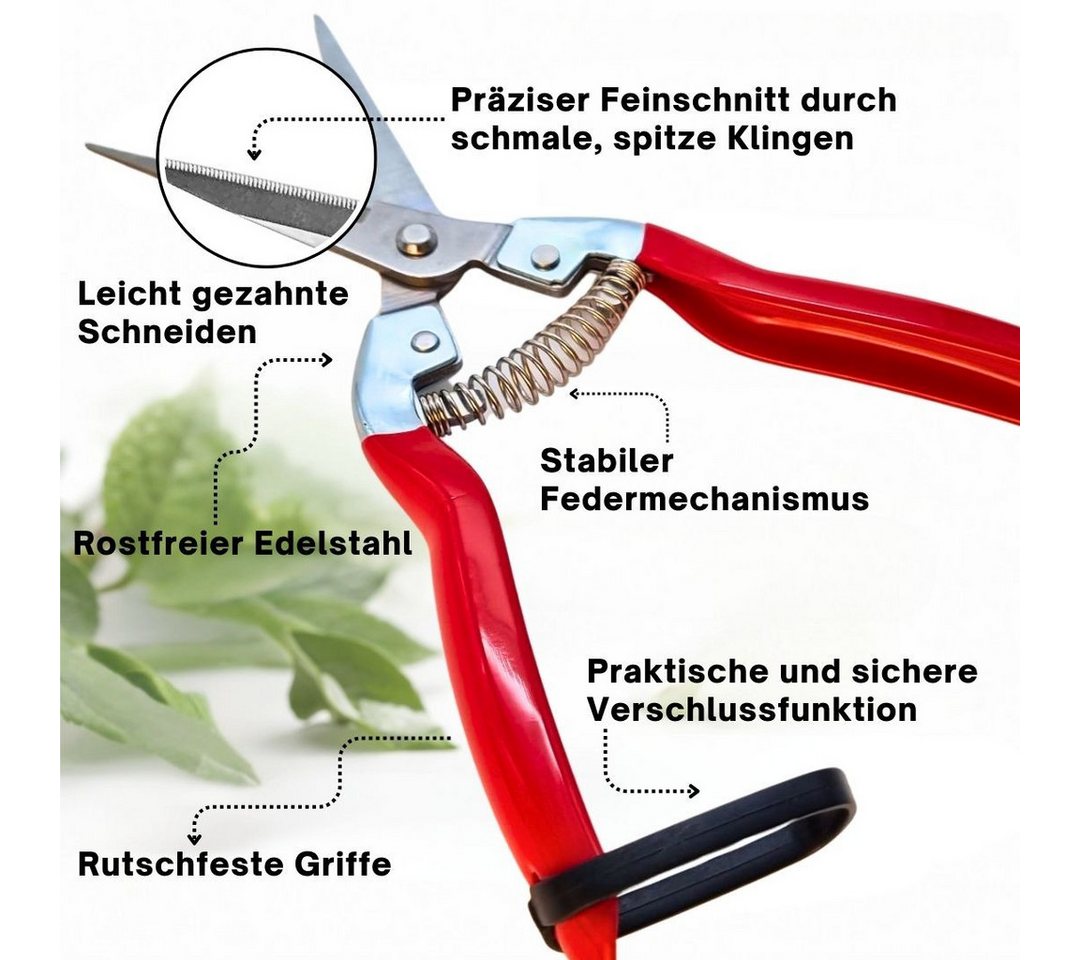 Topanbieter999 Gartenschere mit Bypass-System, spitz zulaufende Klingen, rutschfester Griff, präzises Auslichten – Bild 3 von 5